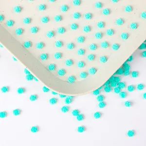 6mm resin flower nail art charms turquoise small floral DIY craft accessories phone case decor