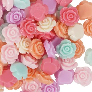 Resin Peony Flower Nail Art Charms Small Floral Rhinestones For Phone Case Hair Accessories DIY Craft Decoration
