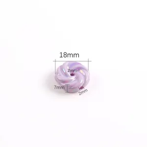 Cuenta suelta de galleta de remolino color AB para accesorio de joyería DIY 18mm