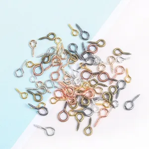 DIY metal screw eye pins for jewelry making, hanging charms and pearl pendants, multicolor.