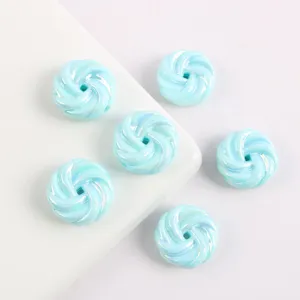 Cuentas sueltas de galleta en espiral azul claro chapado AB agujero recto accesorios