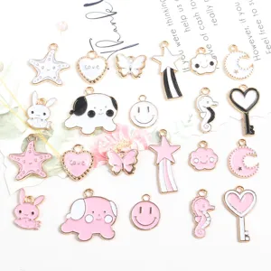 DIY Legering Geëmailleerd Gemengd Cartoon Ster Maan Hart Vlinder Dier Hanger Voor Armband Halsketting Sieraden Maken