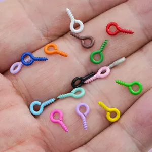 Colorful metal screw eye pins 8/10mm tiny eyelets for DIY phone case keychain jewelry making crafts