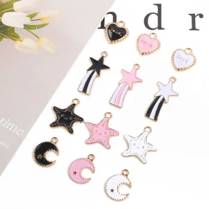 Geëmailleerde legering bedels DIY sieraden, schattige hart, ster, maan vormen voor armbanden.