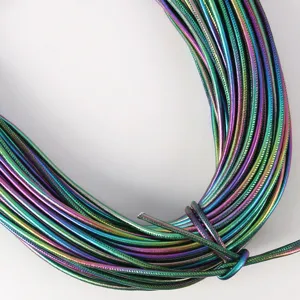 Close-up detail of 5mm iridescent PU leather cord with metallic stitching