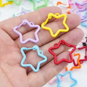 Colorful Star Shaped Alloy Baking Paint Snap Hook DIY Jewelry Finding Star Spring Clasp For Keychain Accessories