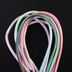Premium 5mm pearlescent PU leather stitched round cord for DIY jewelry and bag handles