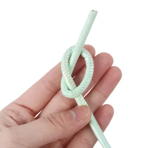 5mm pearlescent green PU leather stitched round cord for DIY crafts and jewelry making