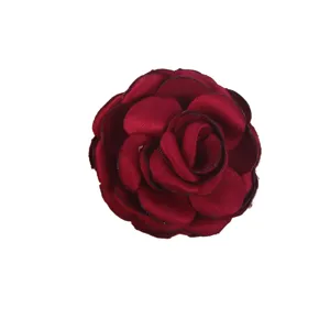 Fleur en tissu faite à la main broche accessoire vêtement camélia artificiel bordeaux