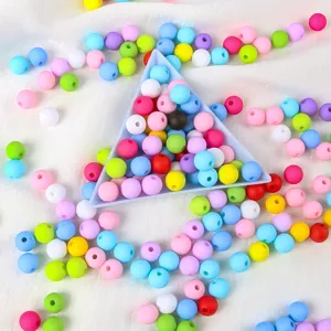 Colorful macaron frosted acrylic round beads for DIY jewelry making and bracelet design