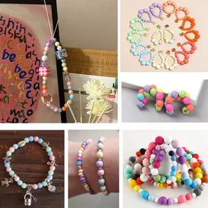 Detailed view of colorful matte acrylic beads used in DIY earrings and bracelets