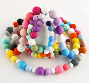 Close-up of colorful matte acrylic beads in Macaron colors for DIY jewelry making.