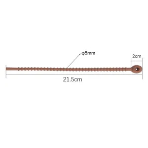 Silikon Kabelbinder Detailansicht mit 21,5 cm Gesamtlänge, 2 cm Kopf und 5 mm Loch.