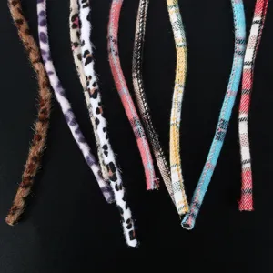 Cordino rotondo 5mm stampa leopardo quadri DIY floccato per felpe con cappuccio e abbigliamento