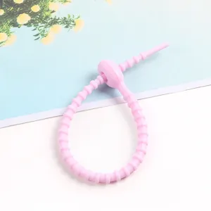 Rosa Silikon Kabelbinder selbstverschliessender Draht Organizer flexibler Ladekabel Riemen