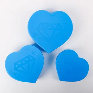 Blue heart-shaped sorting trays in three sizes for DIY diamond painting tool set