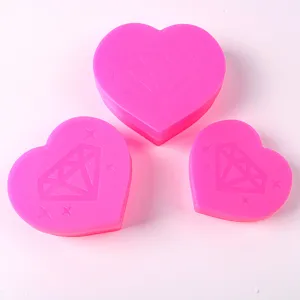 Heart shaped diamond painting sorting trays in three sizes, pink plastic DIY tool set