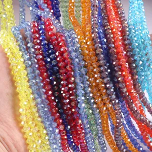 Close-up of vibrant AB faceted crystal glass beads in various colors