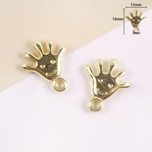 Pendentifs métalliques dorés en forme de main souriante pour bijoux DIY boucles de