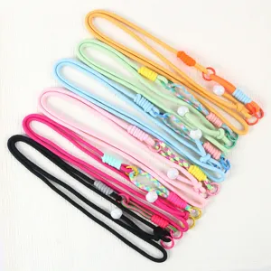 Long Crossbody Phone Lanyard Braided Nylon Phone Strap Adjustable Neck Strap With Pearl Pendant Phone Accessories