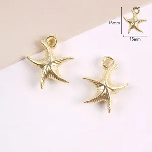 Pendentif étoile de mer dorée accessoires de bijoux DIY pour boucles d'oreilles.