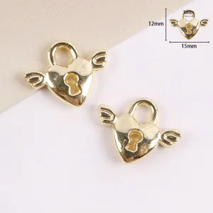 Pendentif cadenas cœur aile dorée DIY accessoire bijoux fait main matériel de décoration.