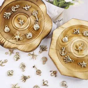 Or Style Océan Alliage Plastique Coquillage Étoile de Mer Cœur DIY Breloques Pendentifs Pour Accessoires de Bijoux Fait Main