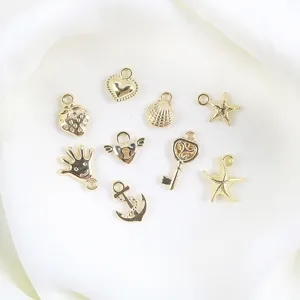 Lot de pendentifs style océan doré DIY pour boucles d'oreilles et bijoux faits main.