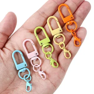Colorful U-shaped swivel gate buckles with lobster clasps DIY keychain hardware accessories for crafts.
