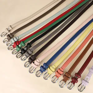 Women Slim PU Leather Belt Vintage Simple Thin Waist Belt With Alloy Pin Buckle For Jeans Dresses Versatile Fashion Accessories