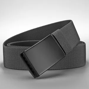 Casual stretch nylon belt with black metal buckle, comfortable and versatile for daily wear.