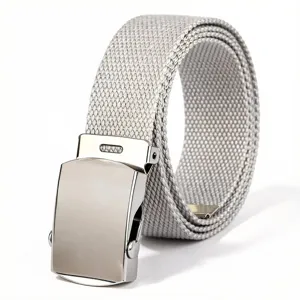 Grijs canvas tactische riem voor heren en dames, klassieke metalen gesp, casual broekriem.