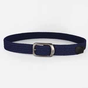 Haltbarer marineblauer geflochtener Elastikgürtel mit Metallschnalle für Freizeit-Look.