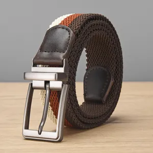 Heren casual geweven elastische riem met draaibare doorn gesp voor stijlvolle jeans.