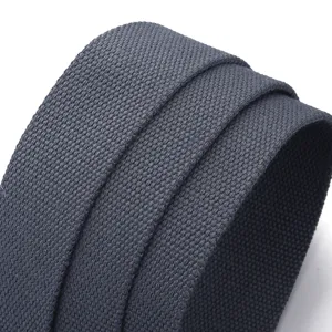 Close-up detail of dark gray canvas belt webbing, durable and textured texture display.
