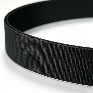 Close-up macro view showing the texture of a high-density black elastic nylon webbing belt