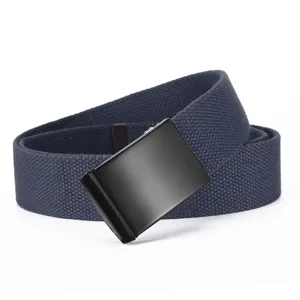 Men's canvas belt with automatic metal buckle, casual punch-free tactical design for daily wear.
