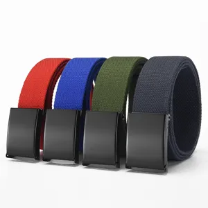 Men casual canvas belt with black metal buckle, multi-color tactical waist belt for daily wear.