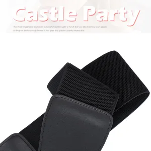 Ceinture serre-taille élastique noire classique pour femmes avec détails en cuir PU.