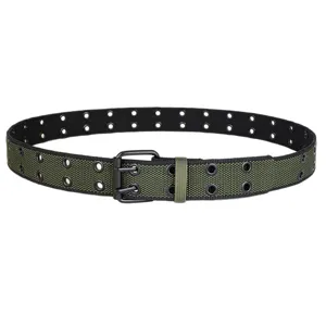 Heren casual dubbele oogjes canvas riem met dubbele doorn gesp voor jeans dagelijks.
