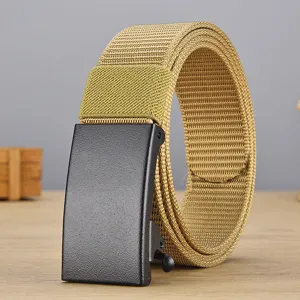 Cintura tattica in nylon da uomo con fibbia in metallo, cintura intrecciata traspirante casual.