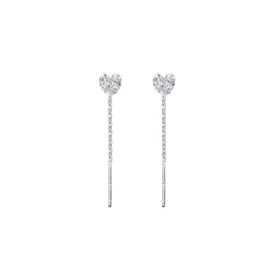 Elegante S925 zilveren hart zirkoon kwastje oorlijnen met minimalistische kristallen.