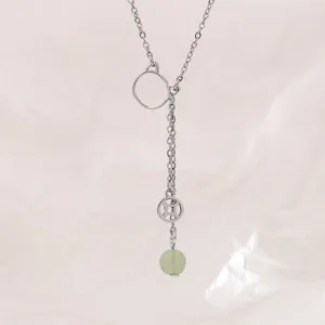 Collana minimalista con ciondolo a forma di gatto, perla di giada Hetian e moneta