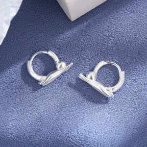 Cute Cat Brushed Frosted Copper Ear Buckle Korean Personality Creative Stretching Kitty Hoop Earrings For Women Silver Plated Animal Jewelry