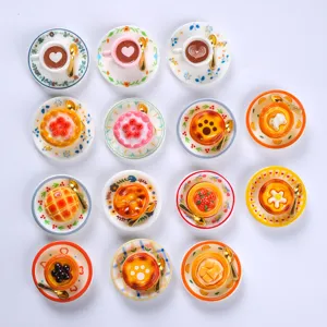 Detailed assortment of realistic miniature resin dessert and coffee cup fridge magnets