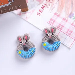 Adorable 3D cartoon rabbit donut accessory for DIY hair clips and shoe flower charms