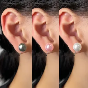 Eleganti Orecchini a Clip con Perla Artificiale Tonda da Donna Senza Piercing Orecchini in Rame Vintage Francese Gioielli Donna
