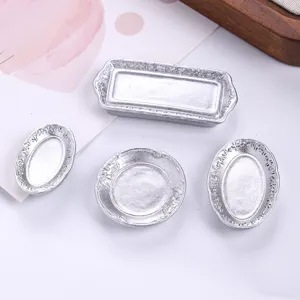 Miniature Western Dinner Plate DIY Dollhouse Accessories Resin Food Play Tray Ornament For Crafting Fridge Magnet Hair Clip Making