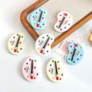 Miniature Simulation Resin Art Palette Charms For DIY Crafting Printed Painting Board Accessories Colorful Palette Decor For Shoe Charms