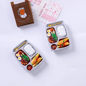 Realistic Resin Miniature Food Fridge Magnet 3D Chinese Bento Noodles Steamed Egg Decor DIY Home Kitchen Decoration